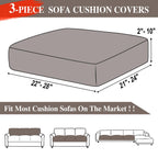 LA MEACK Couch Cushion Covers Seat Cushion Cover Stretch Couch Cover Separate Sectional Sofa Slipcovers Furniture Protector(3 Pieces for Seat or Sofa Backrest, Taupe)