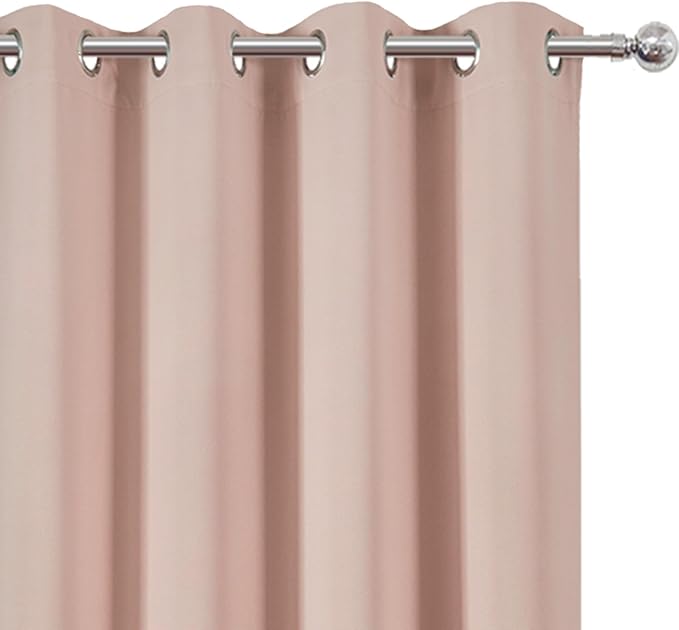 LEMOMO Blush Blackout Curtains 52 x 63 Inch Length/Set of 2 Curtain Panels/Thermal Insulated Room Darkening Curtains for Bedroom and Living Room