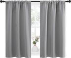 NICETOWN Short Room Darkening Curtains for Kitchen - Home Decoration Thermal Insulated Rod Pocket Blackout Blinds & Drapes for Small Windows (Silver Grey, 2 Panels, W34 x L45 -Inch)