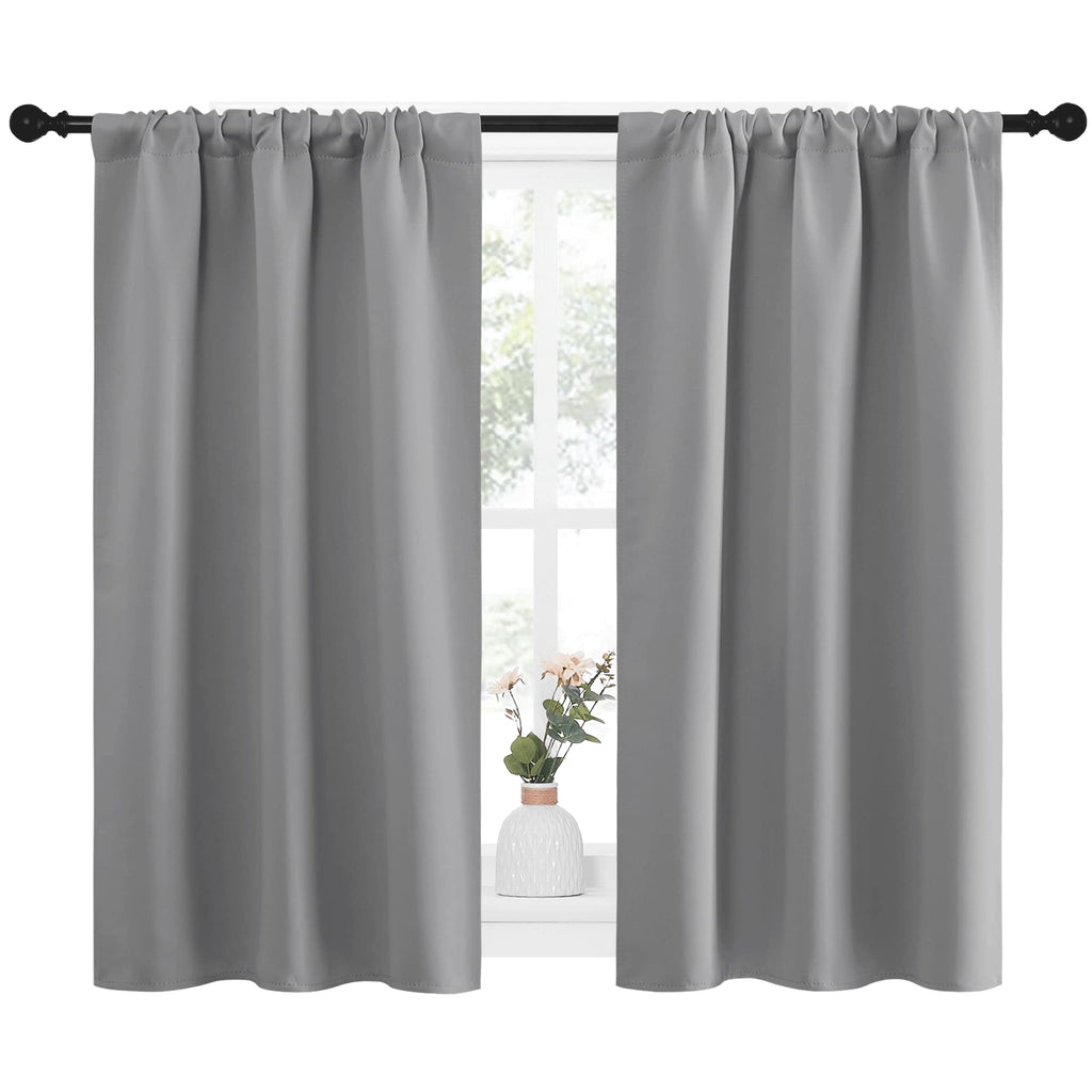 NICETOWN RV Blackout Curtains for Camper Windows, Short Room Darkening Home Decoration Thermal Insulated Rod Pocket Blackout Blinds & Drapes for Small Windows (Silver Grey, 2 Panels, W34 x L40)