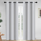 Yakamok Blackout Curtains Greyish White Room Darkening Thermal Insulated with Grommet Top Window Drapes for Living Room,42W x 84L,2 Panels
