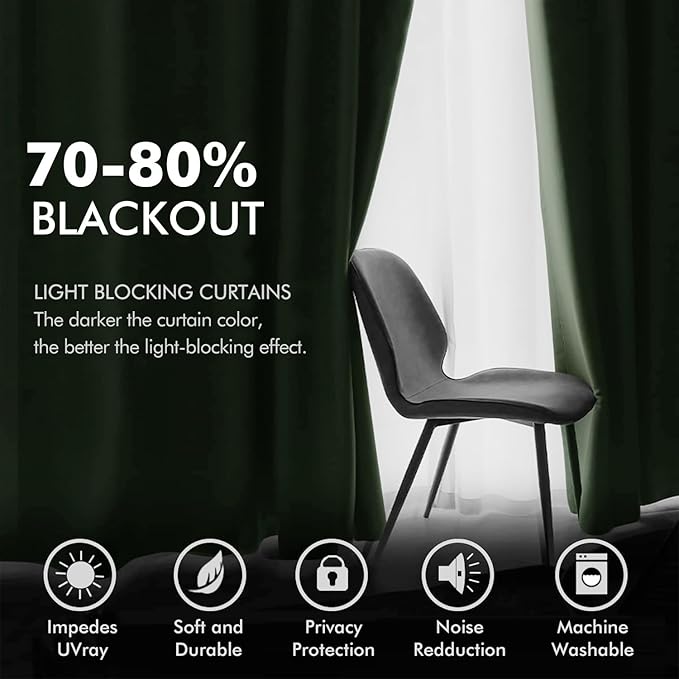 MIULEE Velvet Curtains Olive Green Elegant Grommet Curtains Thermal Insulated Soundproof Room Darkening Curtains/Drapes for Classical Living Room Bedroom Decor 52 x 105 Inch Set of 2