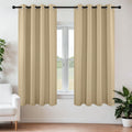 Joydeco Beige Blackout Curtains for Bedroom 63 Inch 2 Panels with Grommet