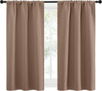 NICETOWN RV Blackout Curtains for Camper Windows, Window Treatment Thermal Insulated Rod Pocket Small Blackout Draperies/Drapes for Bedroom/Kitchen (Cappuccino, Set of 2, 29" Wide by 50" Long)