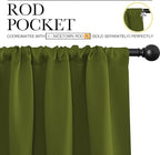 NICETOWN Christmas Decoration Blackout Curtain for Kitchen Window, Function Thermal Insulated Blackout Panels for Bedroom, 1 Pair, Olive Green, Rod Pocket Style, 42 by 84 inches