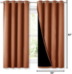 NICETOWN Burnt Orange 100% Blackout Lined Curtains, 2 Thick Layers Completely Blackout Window Treatment Thermal Insulated Drapes for Kitchen/Bedroom (1 Pair, 52" Width x 63" Length Each Panel)