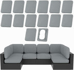 hyha 14Pcs Patio Cushion Covers, Stretch Outdoor Couch Cushion Covers Replacement, Washable Outdoor Chair/Sofa Slipcovers for Patio Furniture Cushions Protector with Elastic Bottom(Gray,Cover Only)