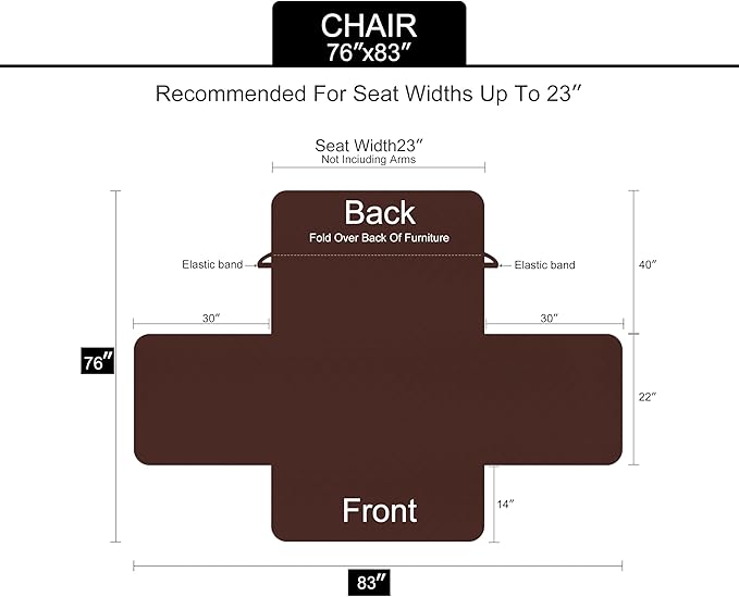 U-NICE HOME Reversible Recliner Chair Covers, Black/Grey