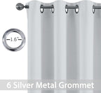 Yakamok 90 Inch Length Room Darkening Drapes Blackout Curtains for Bedroom,Thermal Insulated Grommet Curtain Panels for Living Room,38W x 90L,Greyish White, One Pair