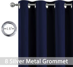 Yakamok Blackout Curtains Room Darkening Thermal Insulated Grommet top Window Curtains for Living Room, 52 x 54 inch, Navy Blue, 2 Panels