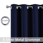 Yakamok Room Darkening Curtains 52x63 inch Length Navy Blue-Living Room