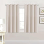 H.VERSAILTEX Blackout Curtain for Living Room Small Window Kitchen Blackout Curtains 45 inch Length Energy Saving Solid Grommet Blackout Drape, One Panel, Natural, 52" W x 45" L