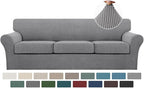 Turquoize 4 Piece Sofa Covers for 3 Cushion Couch Sofa Slipcover Soft Couch Cover for Dogs-Washable Sofa Furniture Covers with 3 Individual Large Cushion Covers (XL Sofa, Dove)