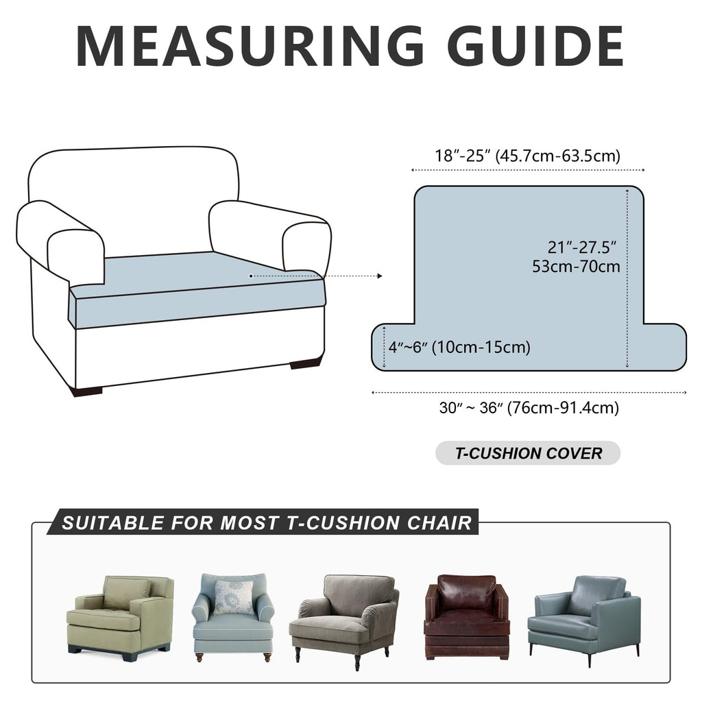ANARACHON Leather Look Couch Cushion Covers Sofa Seat Slipcovers Sets Couches Furniture Protector for Sectional Armchair Loveseat Pets Kids Stretch Spandex Fabric (1 T-Cushion Armchair, Chocolate)
