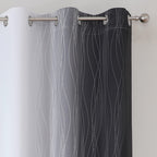 Black and Greyish White Ombre Blackout Curtains for Bedroom 42x45 Inch Long