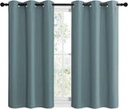 NICETOWN Modern Blackout Curtains Noise Reducing, Thermal Insulated and Privacy Room Darkening Drape Panels for Boy's Guest Room Door Small Short Window (Greyish Blue, 2 Panels, W42 x L40 -Inch)