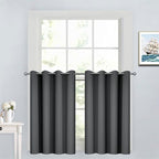 Yakamok Dark Grey Room Darkening Window Curtains 52x36 Inch for Kitchen