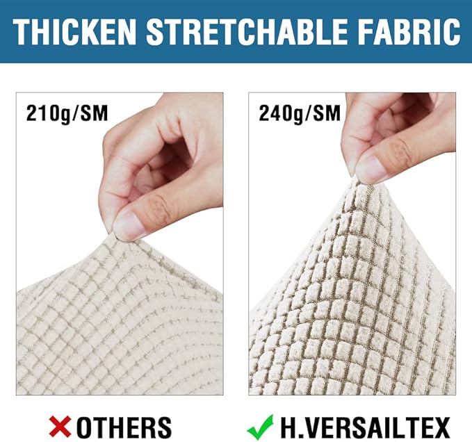 H.VERSAILTEX 3 Piece Stretch Sofa Covers for 2 Cushion Sofa Couch Covers for Living Room Sofa Slipcovers (Base Cover Plus 2 Seat Cushion Covers) Thicker Jacquard Fabric(Large Sofa, Island Fossi)