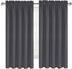 DWCN Bedroom Blackout Curtains 60 x 63 Inches Length 2 Panels Set, Solid Thermal Insulated Energy Saving Rod Pocket Window Treatment Curtains Blackout Drapes (W60 x L63 Inch, Dark Grey)
