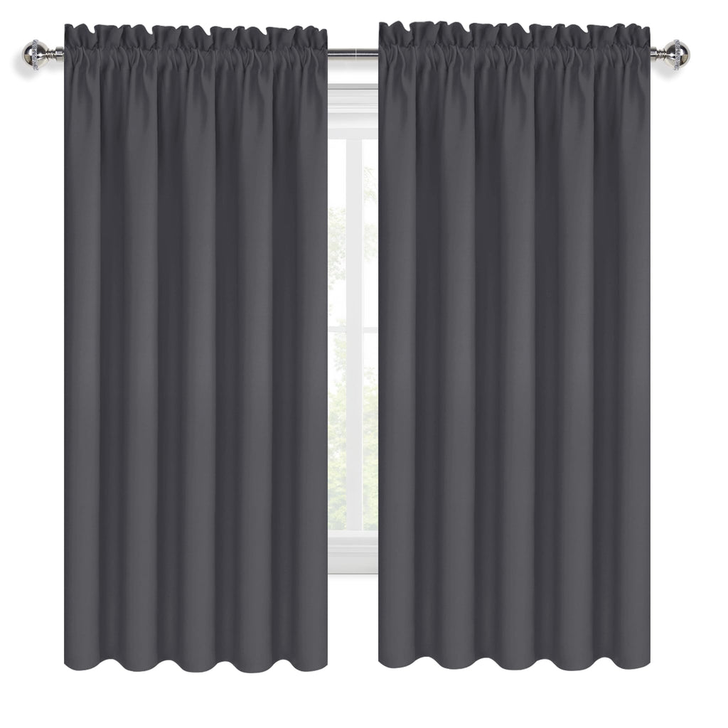 DWCN Wide Blackout Curtains for Bedroom 60 x 63 Inch Long Dark Grey
