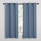 NICETOWN Home Fashion Thermal Insulated Solid Grommet Blackout Window Treatment Curtain Panels for Loft, Cafe (Stone Blue, 1 Pair, 42 inches Wide by 63 inches Long)