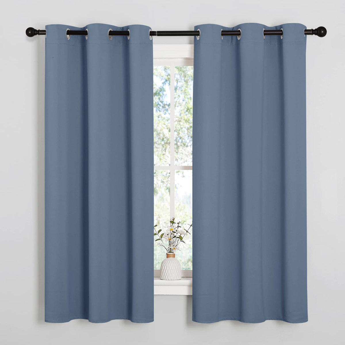 NICETOWN Grey Blackout Curtains for Bedroom 42" Wide x 63" Long 2 Panels