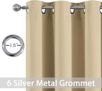 Yakamok Thermal Insulated Grommet Blackout Draperies/Drapes for Bedroom Window,Room Darkening Curtain Panels (2 Panels, W38 x L72 -Inch, Beige)