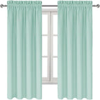 DWCN Blackout Curtains for Living Room Thermal Insulated, Energy Saving & Noise Reducing Bedroom Curtains, Mint Green, W 42x L 63 Inch, Set of 2 Rod Pocket Curtain Panels