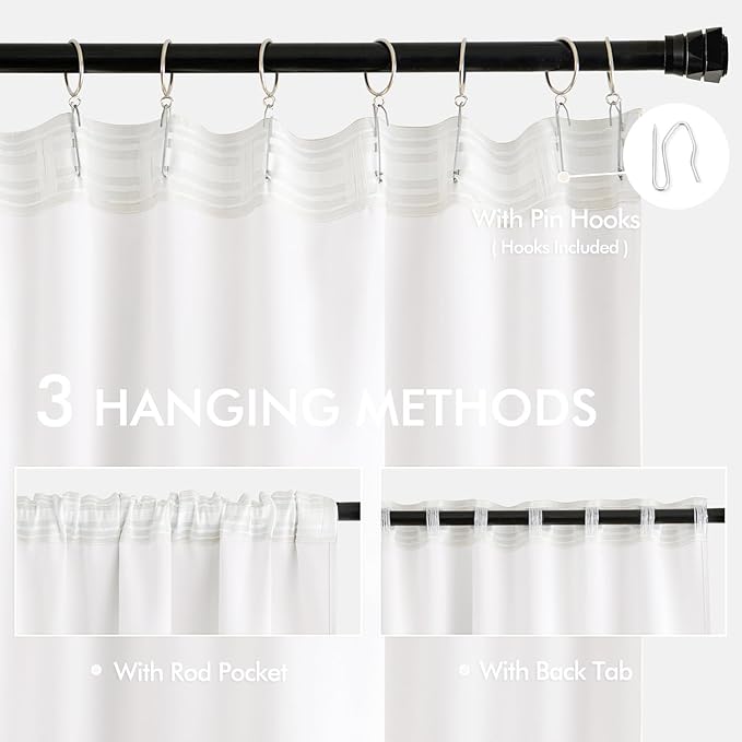MIULEE Pure White Back Tab Blackout Curtains 84 Inch Length 2 Panels Set for Living Room Bedroom Privacy, Rod Pocket/Pinch Pleat Thermal Insulated Room Darkening Pleated Light Blocking Drapes