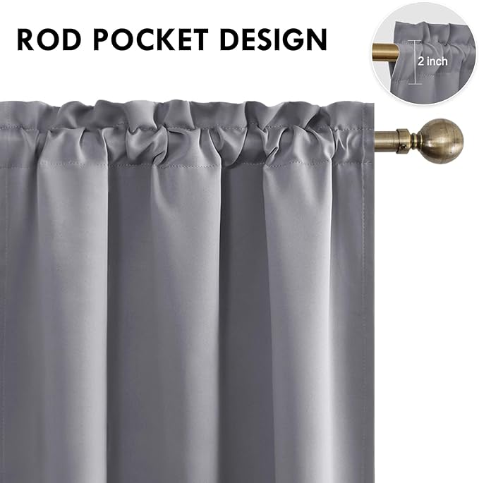 DWCN Wide Blackout Curtains for Bedroom Living Room 70 x 84 Inch Long Grey