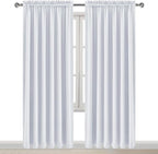 DWCN White Curtains for Living Room Thermal Insulated, Energy Saving & Noise Reducing Bedroom Curtains, White, W 70x L 84 Inch, Set of 2 Rod Pocket Curtain Panels