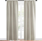 NICETOWN Blackout Curtains for Living Curtains, Room Darkening Window Curtain Panels, Easy-Care Solid Thermal Insulated Draperies/Drapes for Daughter Room (Natural, 2 Panels, 34 by 84)