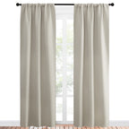 NICETOWN Blackout Curtains for Living Curtains, Room Darkening Window Curtain Panels, Easy-Care Solid Thermal Insulated Draperies/Drapes for Daughter Room (Natural, 2 Panels, 34 by 84)