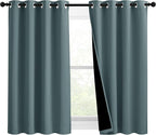 NICETOWN 100% Blackout Curtains 54 inches Long, Double-Deck Completely Blackout Window Treatment Thermal Insulated Lined Drapes for Small Window (Greyish Blue, 1 Pair, 46 inches Width Each Panel)