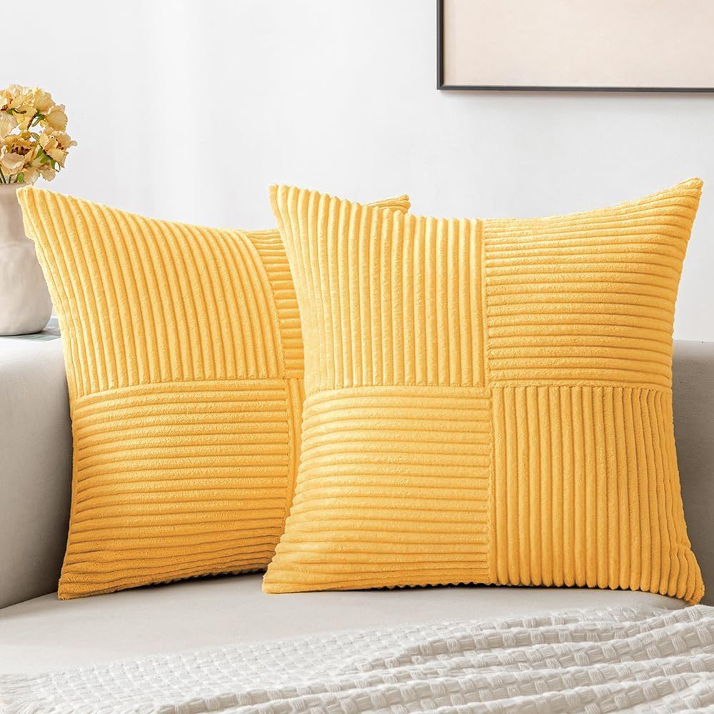 MIULEE Yellow Decorative Throw Pillow Covers for Couch 18x18 Inch