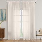 OVZME Cream Bedroom Curtains 2 Panel Sets 90 Inch Length, 59 Inch Extra Wide Light Filtering Light Weight Soft Window Treatment Panels for Study Room Living Room Guest Room, 59Wx90L Inches