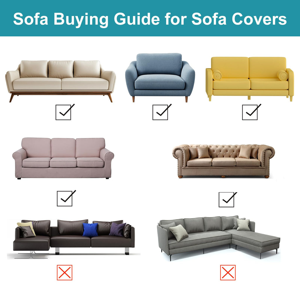 U-NICE HOME Stretch Couch Cover Slipcover for 3 Cushion Sofa, Beige