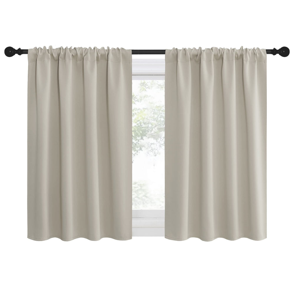 NICETOWN Blackout Curtains for Living Curtains, Room Darkening Window Curtain Panels, Easy-Care Solid Thermal Insulated Draperies/Drapes for Daughter Room (Natural, 2 Panels, 42 by 36)