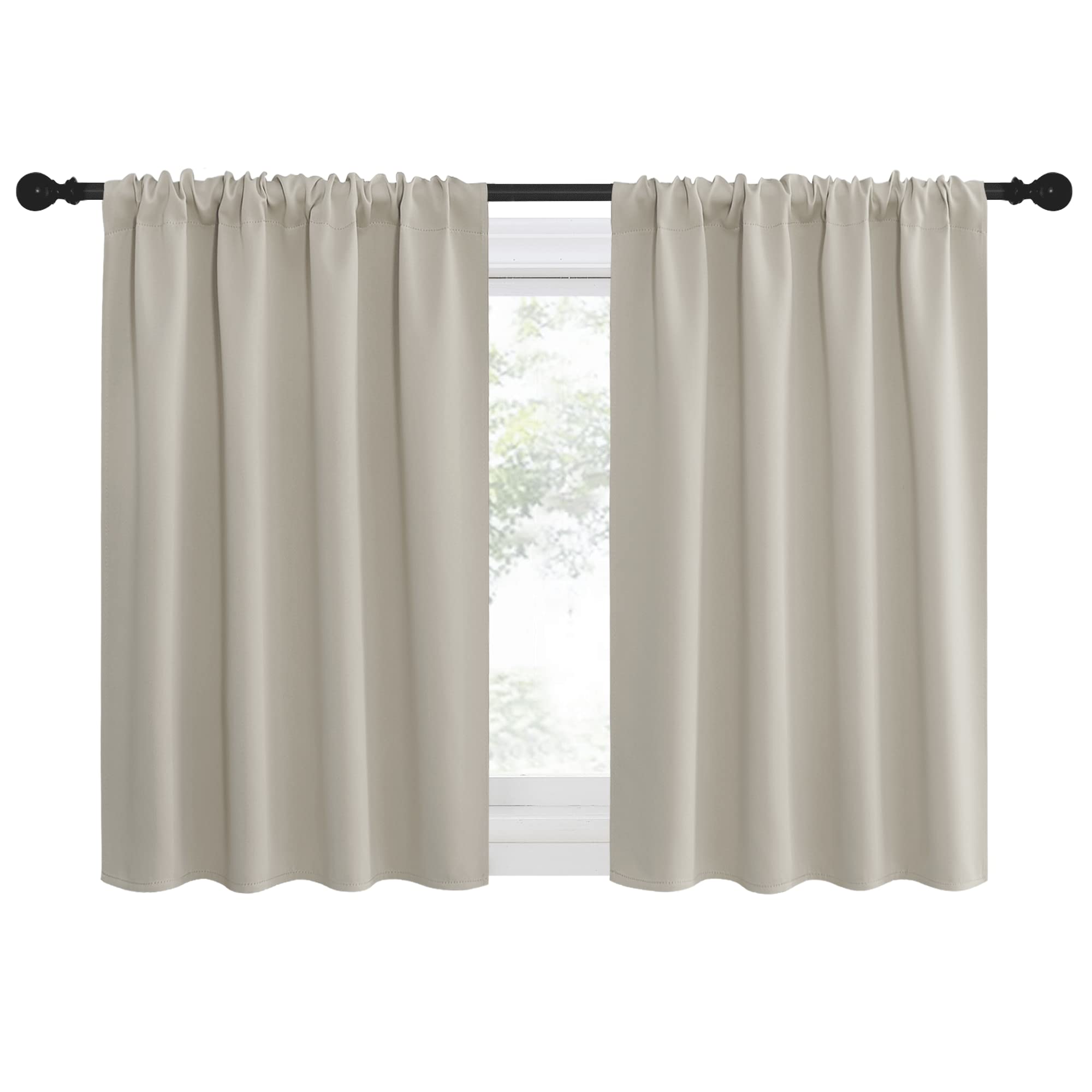 NICETOWN Blackout Curtains for Living Curtains, Room Darkening Window Curtain Panels, Easy-Care Solid Thermal Insulated Draperies/Drapes for Daughter Room (Natural, 2 Panels, 42 by 36)