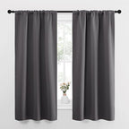 NICETOWN Grey Window Curtains for Bedroom - Home Decoration Thermal Insulated Rod Pocket Blackout Blinds & Drapes for Small Windows (Gray, 2 Panels, W34 x L63 -Inch)