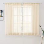 MIULEE 2 Panels Solid Color Sheer Window Curtains Elegant Window Voile Panels/Drapes/Treatment for Bedroom Living Room (54 X 54 Inches Cream Beige)