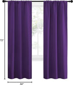 NICETOWN Blackout Curtains for Living Curtains, Triple Weave Home Decoration Thermal Insulated Solid Blackout Curtains & Drapes for Nursery (Set of 2, 34-inch x 72-inch, Royal Purple)