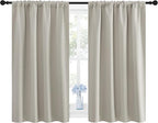 NICETOWN Blackout Curtains for Living Curtains, Room Darkening Window Curtain Panels, Easy-Care Solid Thermal Insulated Draperies/Drapes for Daughter Room (Natural, 2 Panels, 42 by 48)