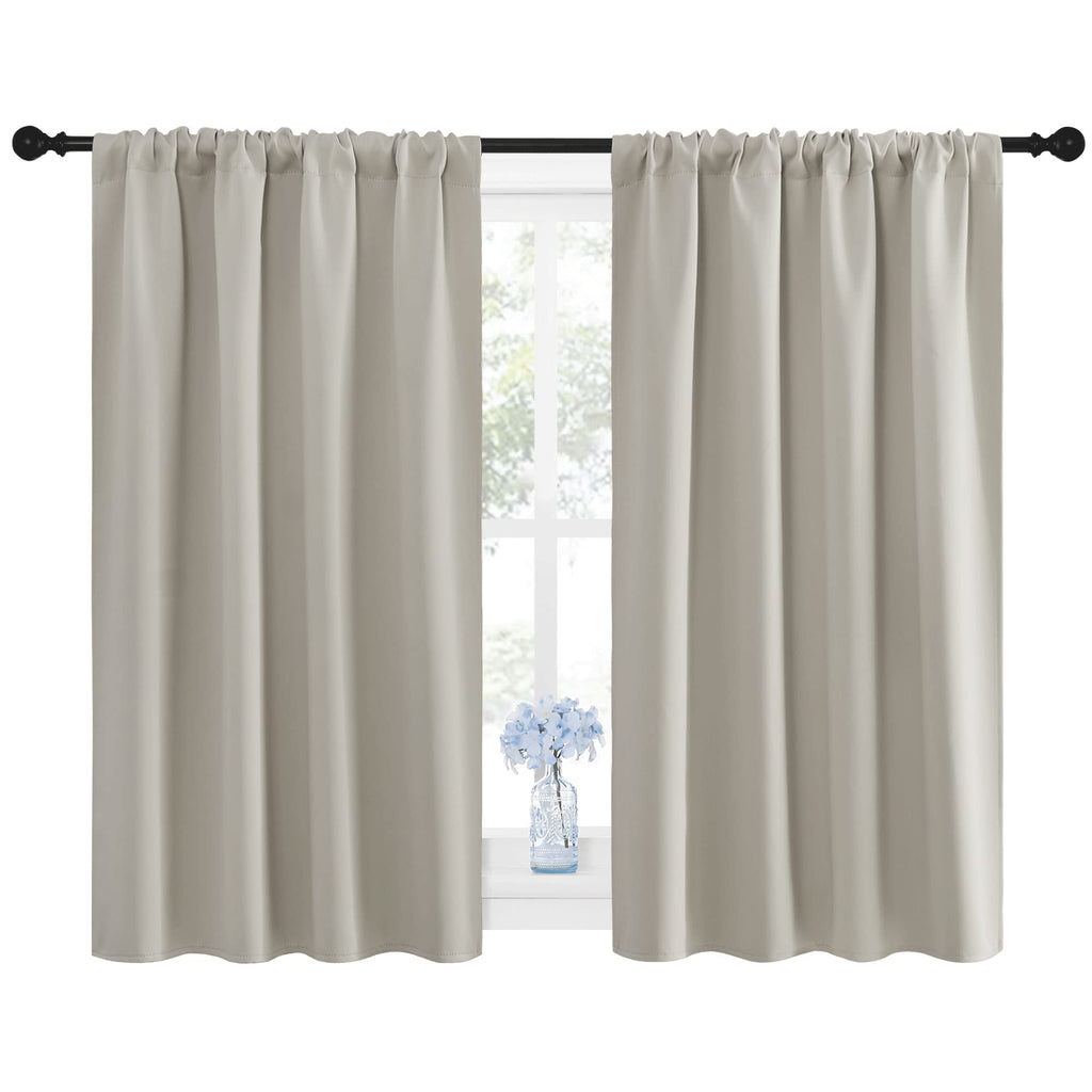 NICETOWN Blackout Curtains for Living Curtains, Room Darkening Window Curtain Panels, Easy-Care Solid Thermal Insulated Draperies/Drapes for Daughter Room (Natural, 2 Panels, 42 by 48)