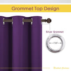 NICETOWN Bedroom Curtains Blackout Drapery Panels, 2 Panels, 70 x 72 inches, Royal Purple, Three Pass Microfiber Thermal Insulated Solid Ring Top Blackout Window Curtains/Drapes