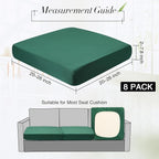 Newwiee 8Pcs Patio Cushion Covers Stretch Outdoor Cushion Cover Replacement for Patio Furniture Sofa Couch Slipcovers, Soft Flexibility Washable Furniture Protector(Waterproof Pure,Dark Green)