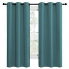 NICETOWN Kitchen Blackout Curtains 48 inches Long, Thermal Insulated Solid Grommet Blackout Curtains/Drapes/Panels for Dining Room (Sea Teal, 1 Pair, 42 by 68-Inch)