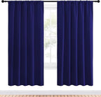 NICETOWN Bedroom Curtains Blackout Draperies - Thermal Insulated Solid Top Pocket Blackout Drapes for Kid's Room (Navy Blue, 1 Pair, 52 x 72 Inch)