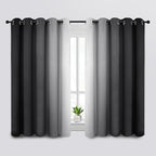 SimpleHome Ombre Room Darkening Curtains for Bedroom, Gradient Black to Grey White Light Blocking Thermal Insulated Grommet Window Curtains/Drapes for Living Room,2 Panels, 62x63 inches Length