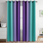 Yakamok Ombre Teal and Purple Curtains for Bedroom, Gradient Room Darkening Curtains 84 inches long,Grommet Thermal Insulated Light Blocking Window Drapes/Curtain for Living Room,52 x 84 Inch,2 Panels